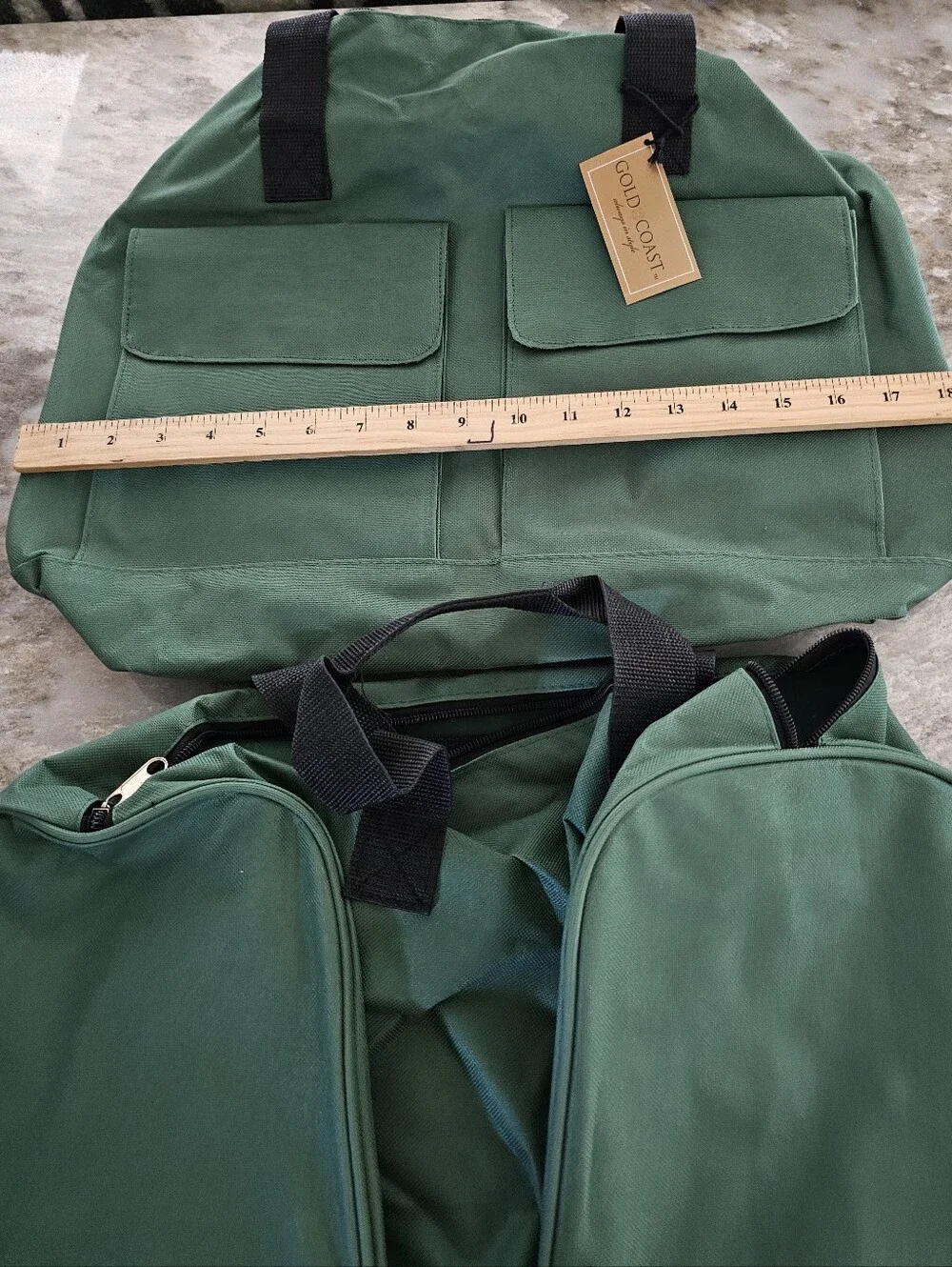 Gold Coast Green Canvas 2pc Travel Duffel Bag Set Overnight Multi Pocket